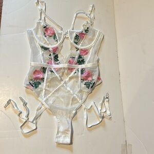 Flower Mesh Lace Halter Transparent Lingerie